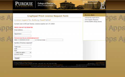 Image displaying the web form to be filled out