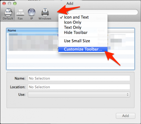 Image Showing the "Customize Toolbar" option in the drop down