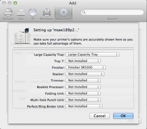 Image showing example printer options menu