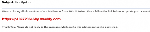 Screenshot of Phishing email