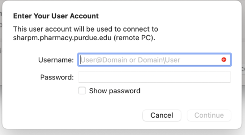 Username entry popup