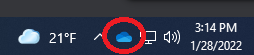 Screenshot of OneDrive icon in the system tray